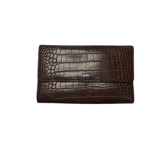 JW PEI Brown Croc-Embossed Clutch Wristlet - Picture 1 of 3